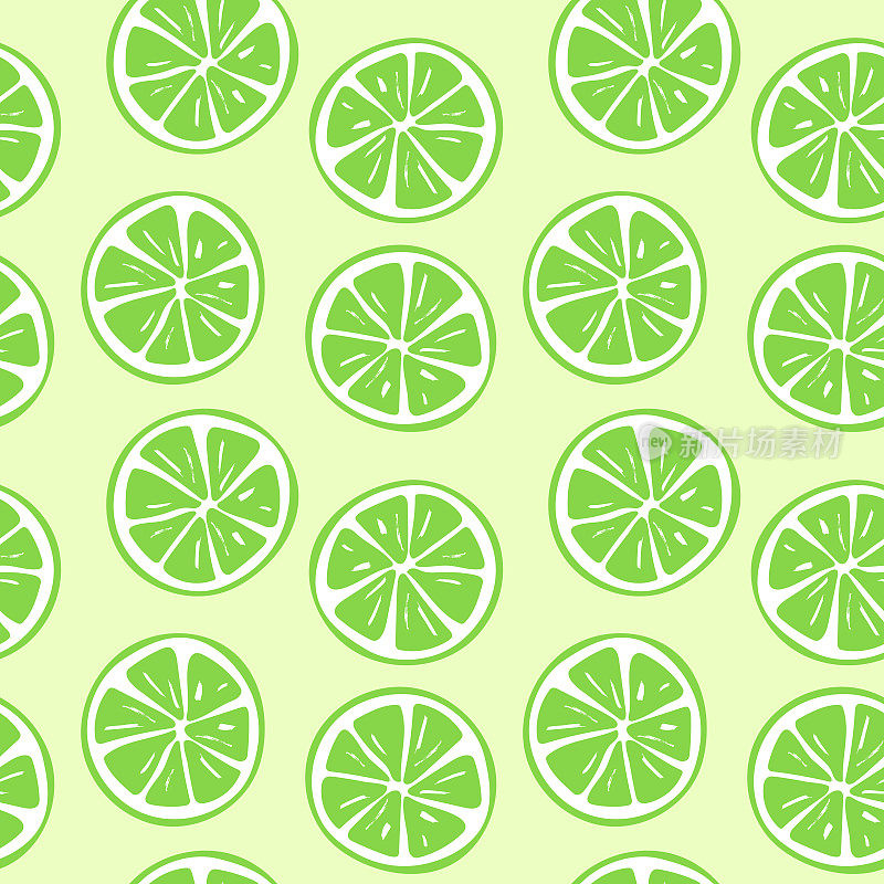 Seamless lime slice pattern illustration